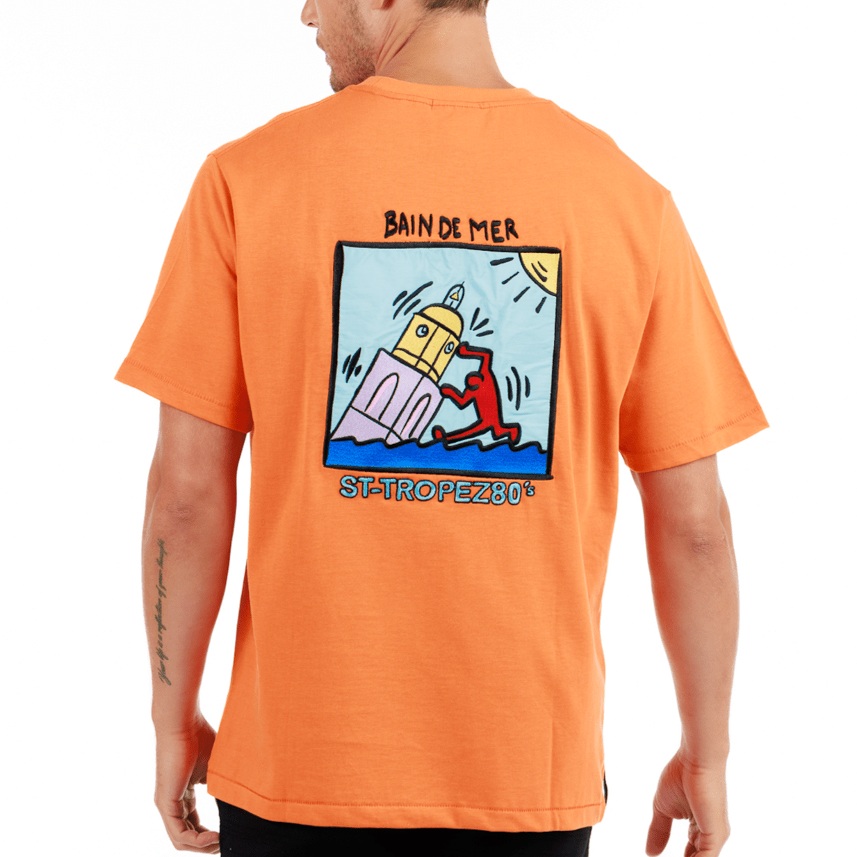 ALLARD ORANGE | Mens Cotton Oversized T-Shirt ST TROPEZ LIMITED EDITION - Bain de Mer
