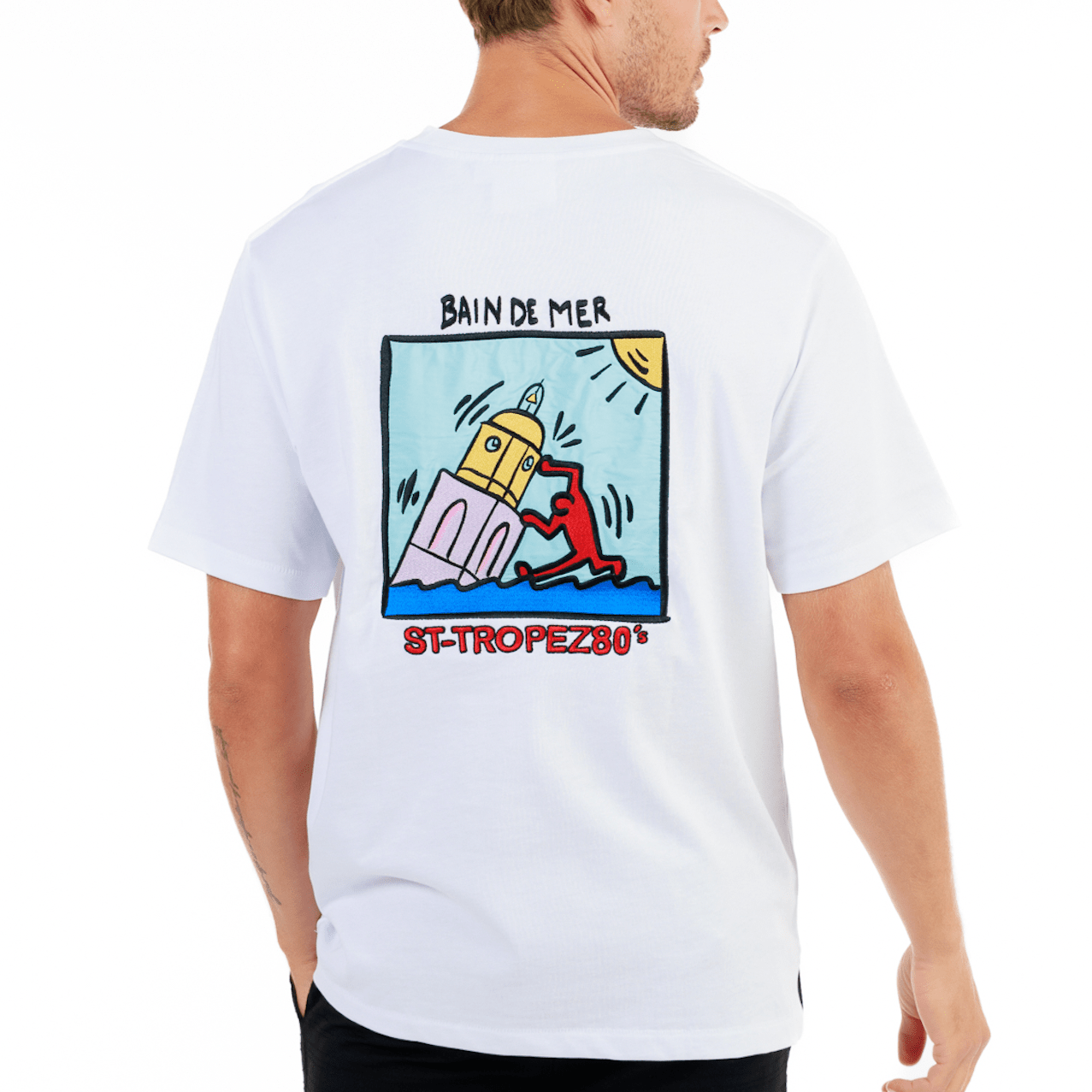 ALLARD WHITE | Mens Cotton Oversized T-Shirt ST TROPEZ LIMITED EDITION - Bain de Mer