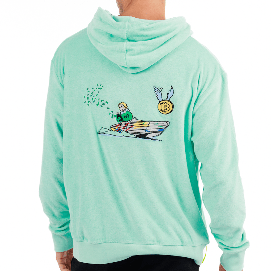 BOHEME TIFFANY BLUE | Towelling Hoodie RICH THE DOLLAR YACHT - Bain de Mer