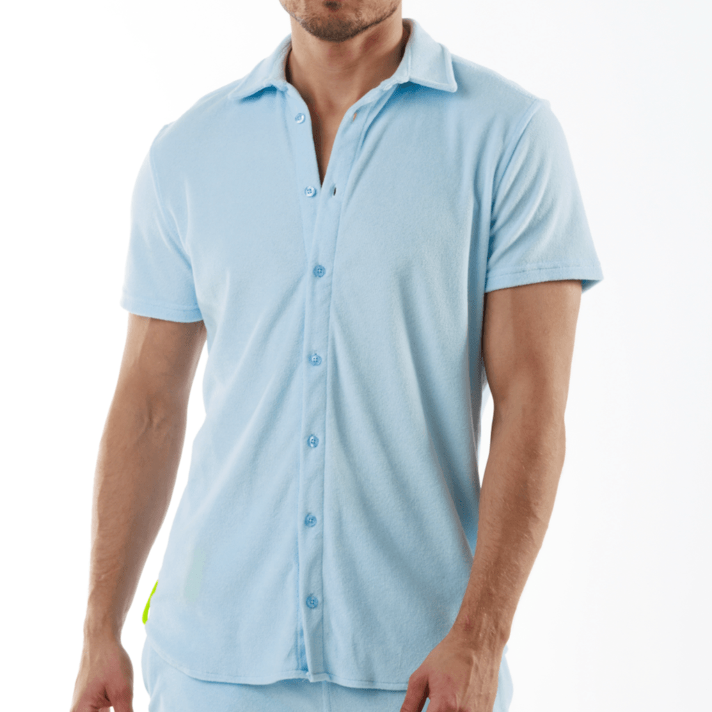 HERITAGE SKY BLUE | Towelling Shirt Short Sleeve - Bain de Mer