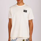 Off-white T-shirt front view with illustrated graphic