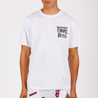 White T-shirt front view with “Champagne final boss” text