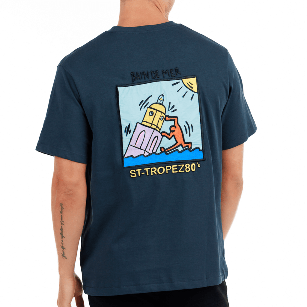 ALLARD NAVY BLUE | Mens Cotton Oversized T-Shirt ST TROPEZ LIMITED EDITION - Bain de Mer