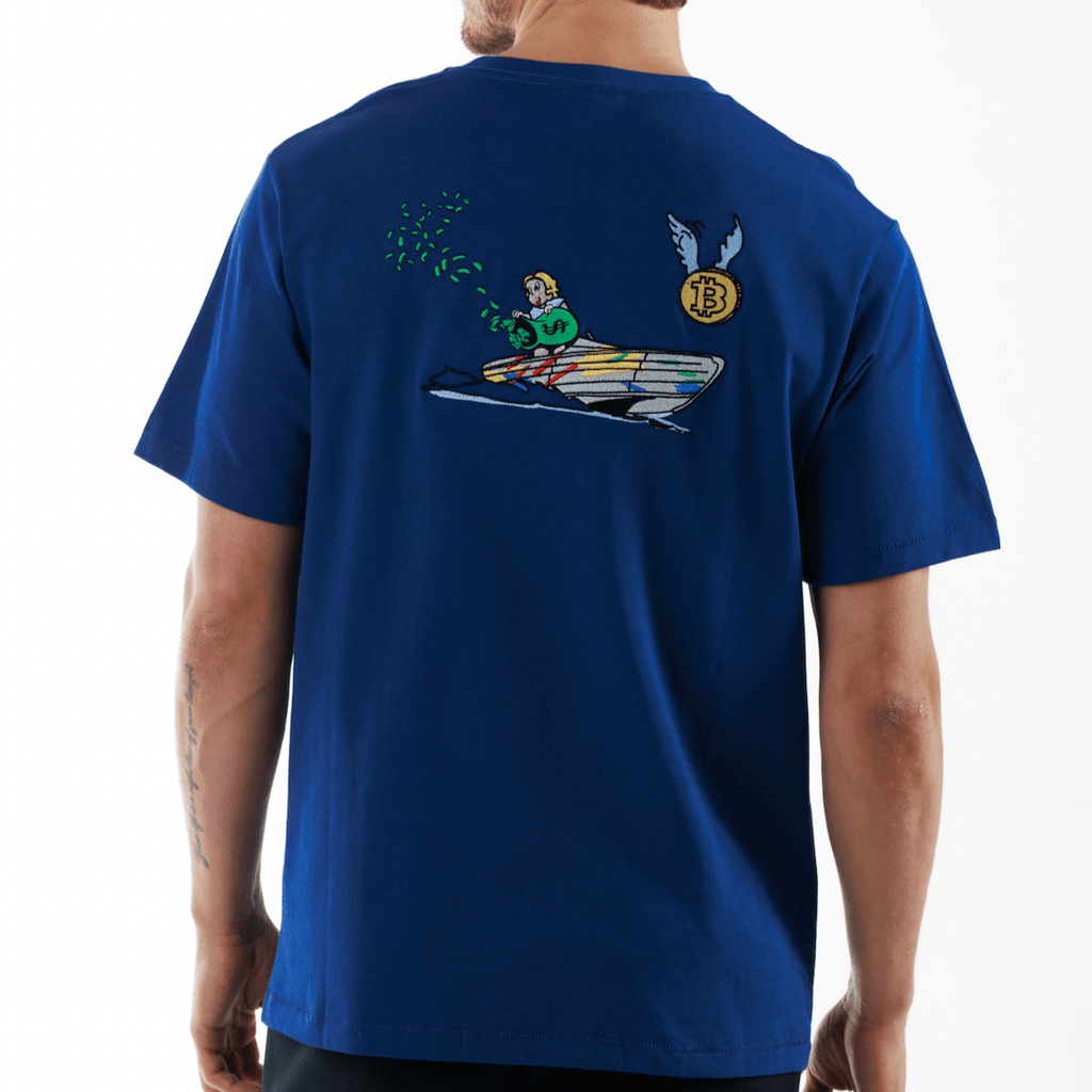 ALLARD ROYAL BLUE | Oversize Cotton T-Shirt RICH DOLLAR YACHT - Bain de Mer