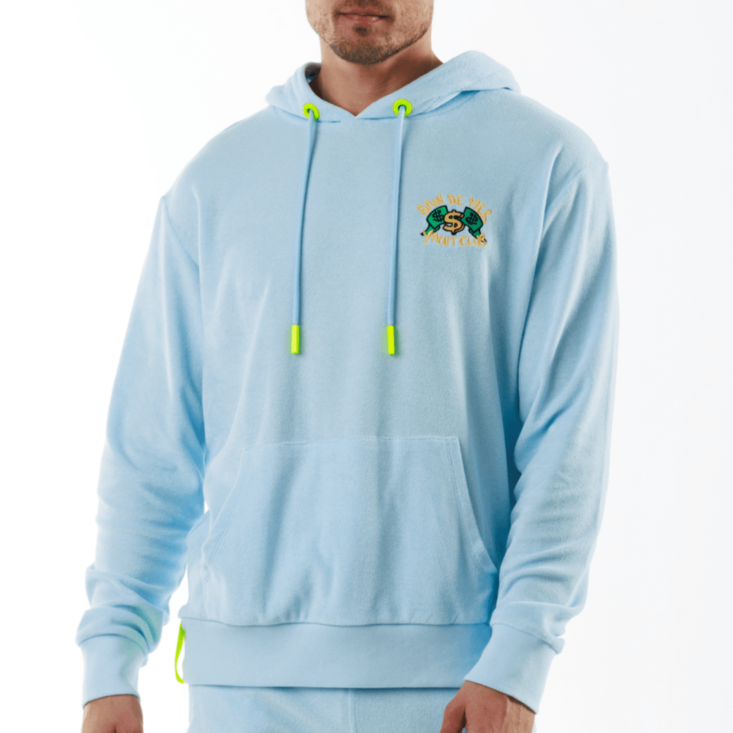 BOHEME SKY BLUE | Towelling Hoodie YACHT CLUB - Bain de Mer