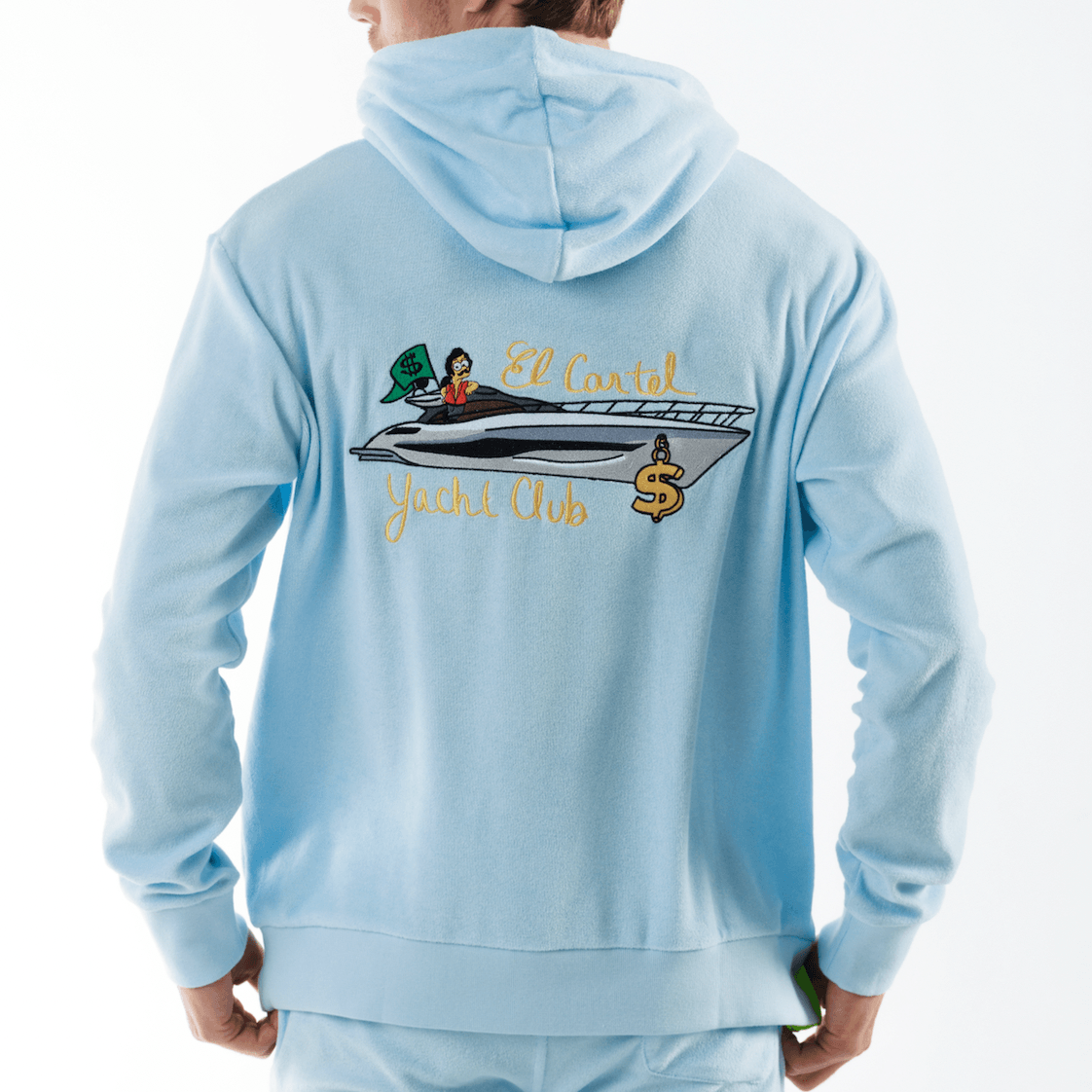 BOHEME SKY BLUE | Towelling Hoodie YACHT CLUB - Bain de Mer