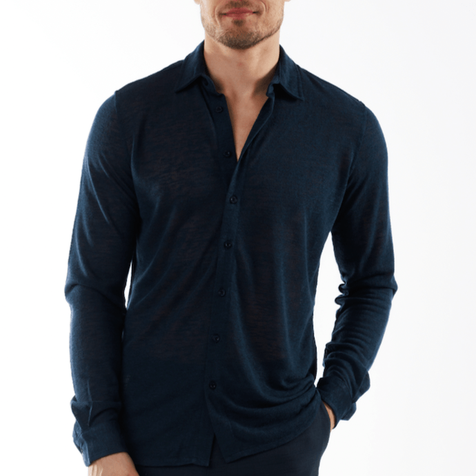 BYBLOS NAVY BLUE | Linen Shirt Long Sleeve - Bain de Mer