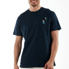 GAMBETTA NAVY BLUE | Classic Cut Cotton T-Shirt RICH THE DOLLAR - Bain de Mer
