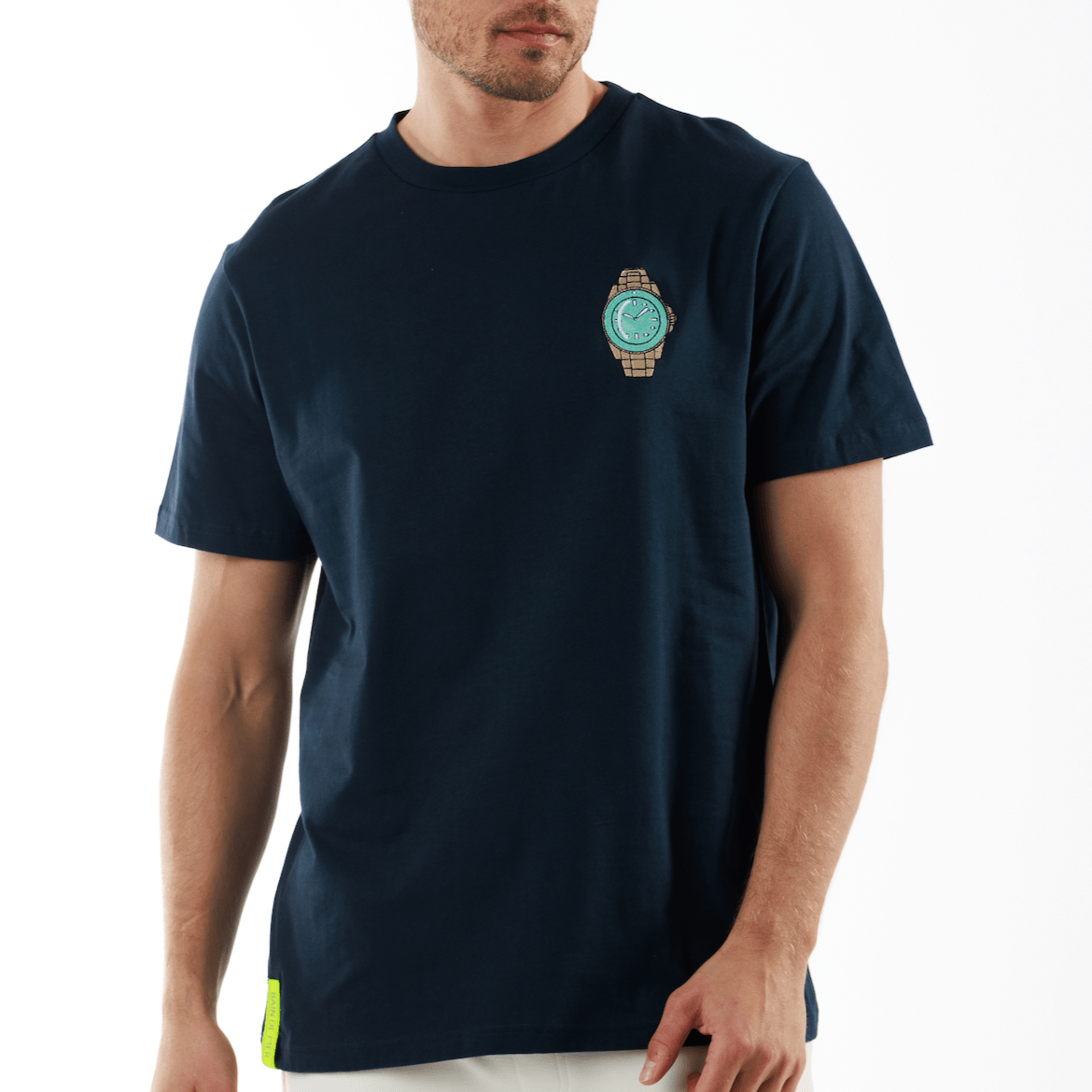 GAMBETTA NAVY BLUE | Classic Cut Cotton T-Shirt THE WATCH - Bain de Mer