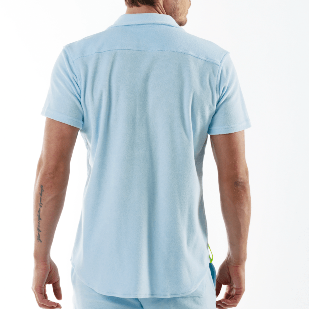 HERITAGE SKY BLUE | Towelling Shirt Short Sleeve - Bain de Mer