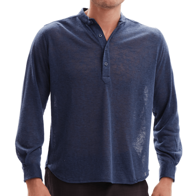 LA GUERITE ROYAL BLUE | Mens Linen Stand Up Collar Shirt - Bain de Mer