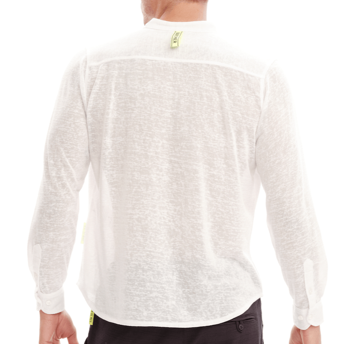 LA GUERITE WHITE | Mens Linen Stand Up Collar Shirt - Bain de Mer