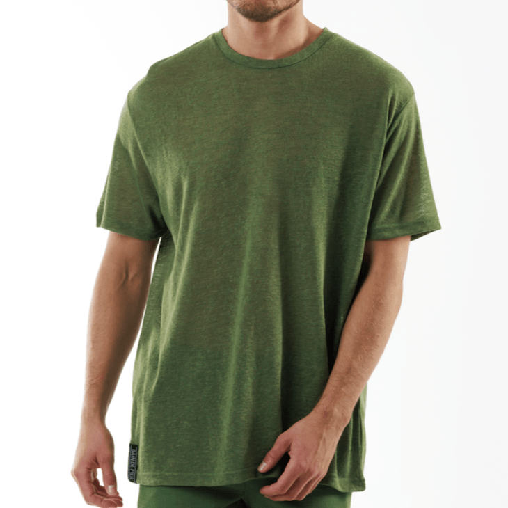 L'ORMEAUX MILITARY GREEN | Linen T-Shirt - Bain de Mer