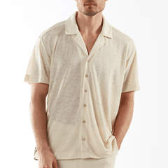 LOULOU SAND | Oversized Linen Shirt Short Sleeve - Bain de Mer
