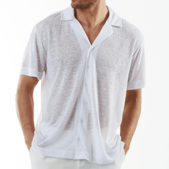 LOULOU WHITE | Linen Shirt Short Sleeve - Bain de Mer