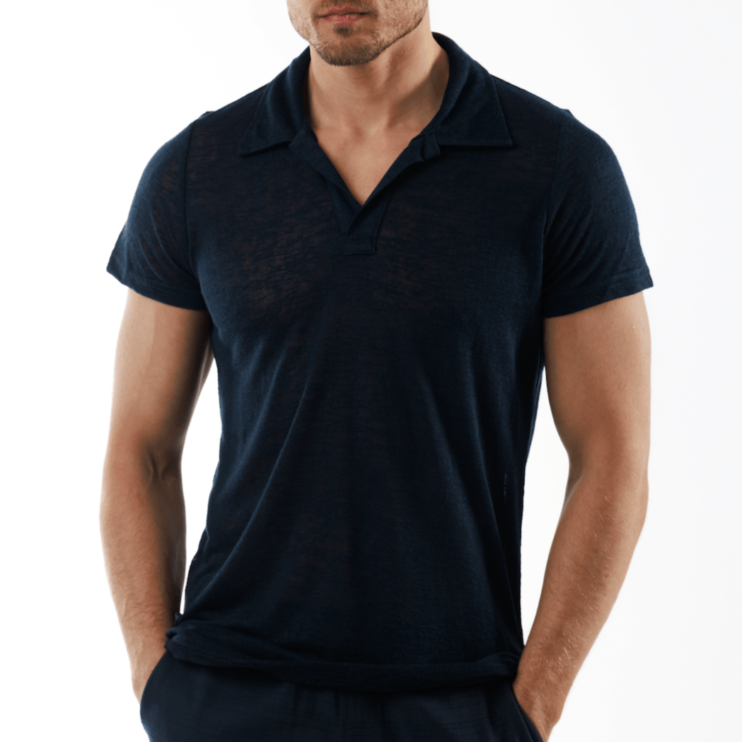 MARES NAVY BLUE | Linen Polo - Bain de Mer