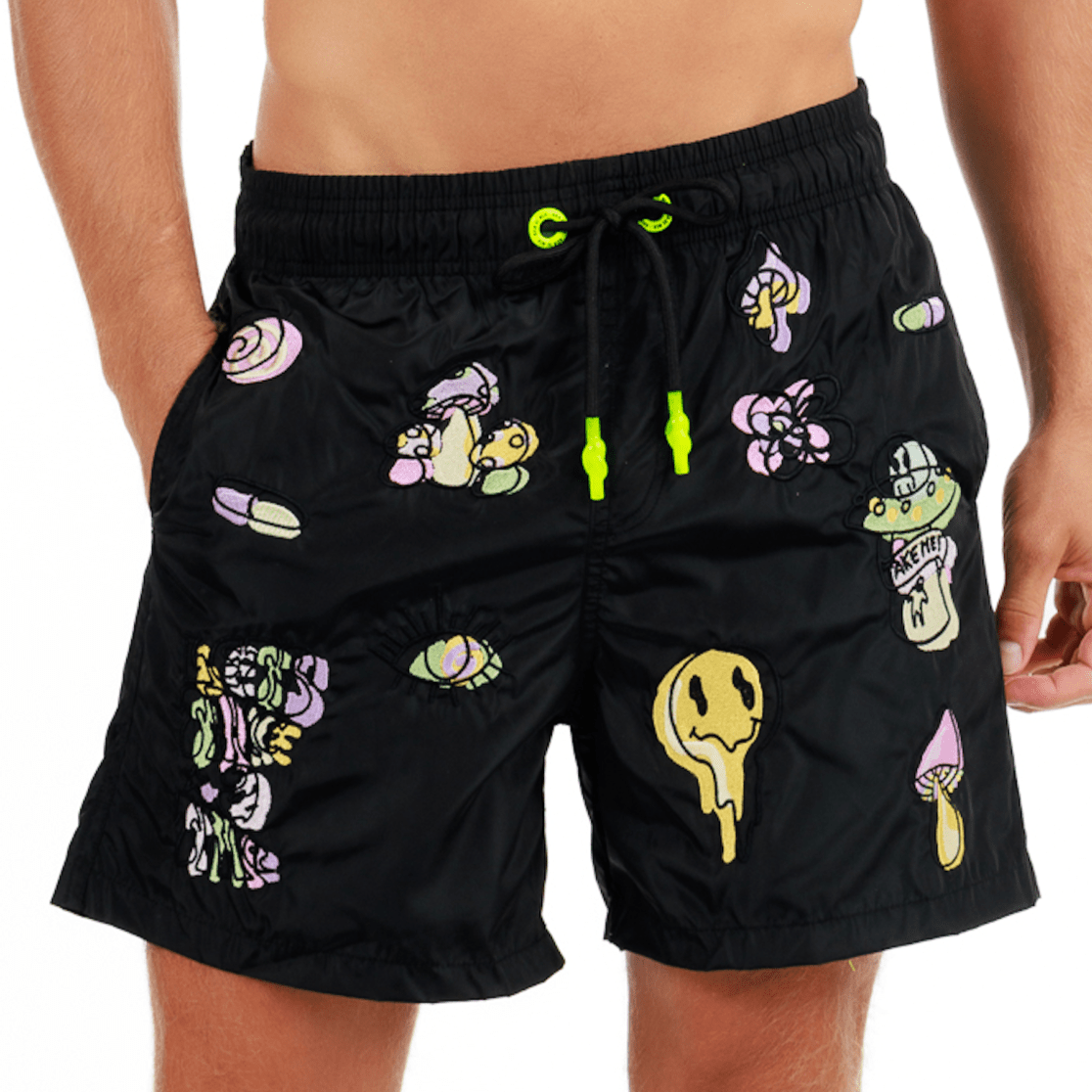 Mens black store designer swim shorts