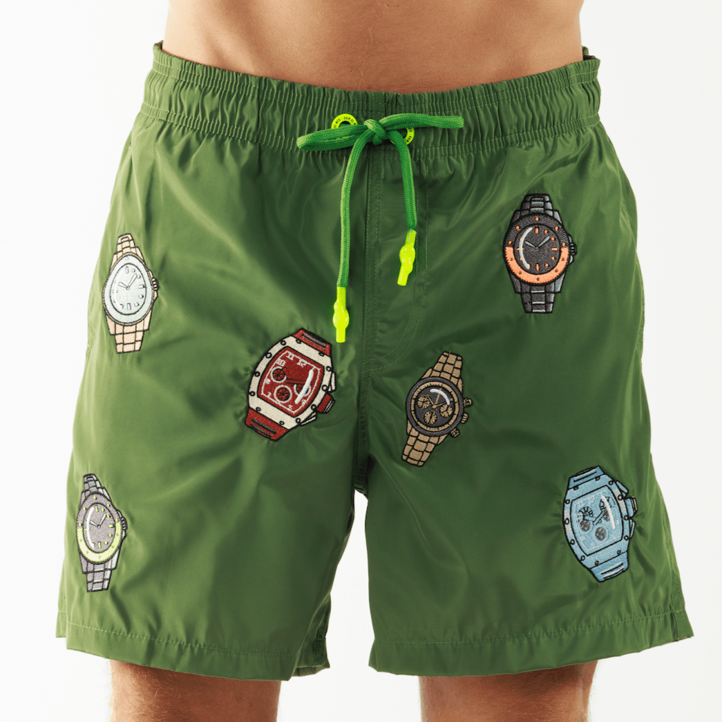 SALIN MILITARY GREEN | Mens Swimwear THE WATCH ALLOVER - Bain de Mer