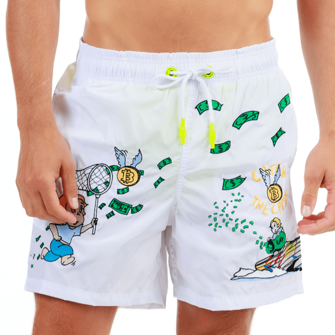 White designer shop swim shorts